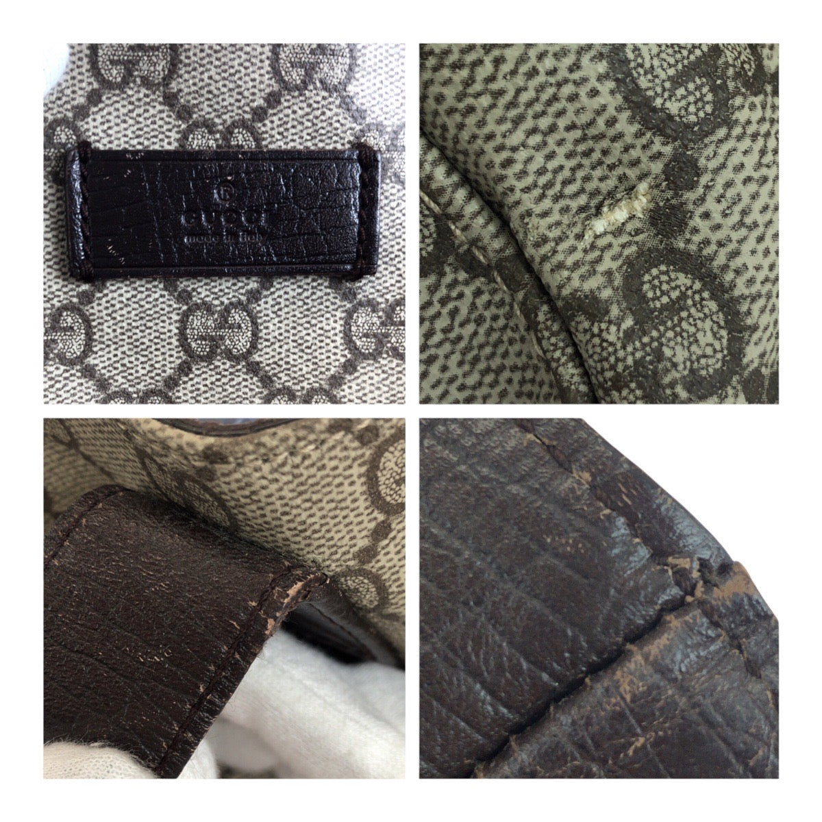 GUCCI Tote Bag 141624 GG Supreme Canvas Beige dark brown