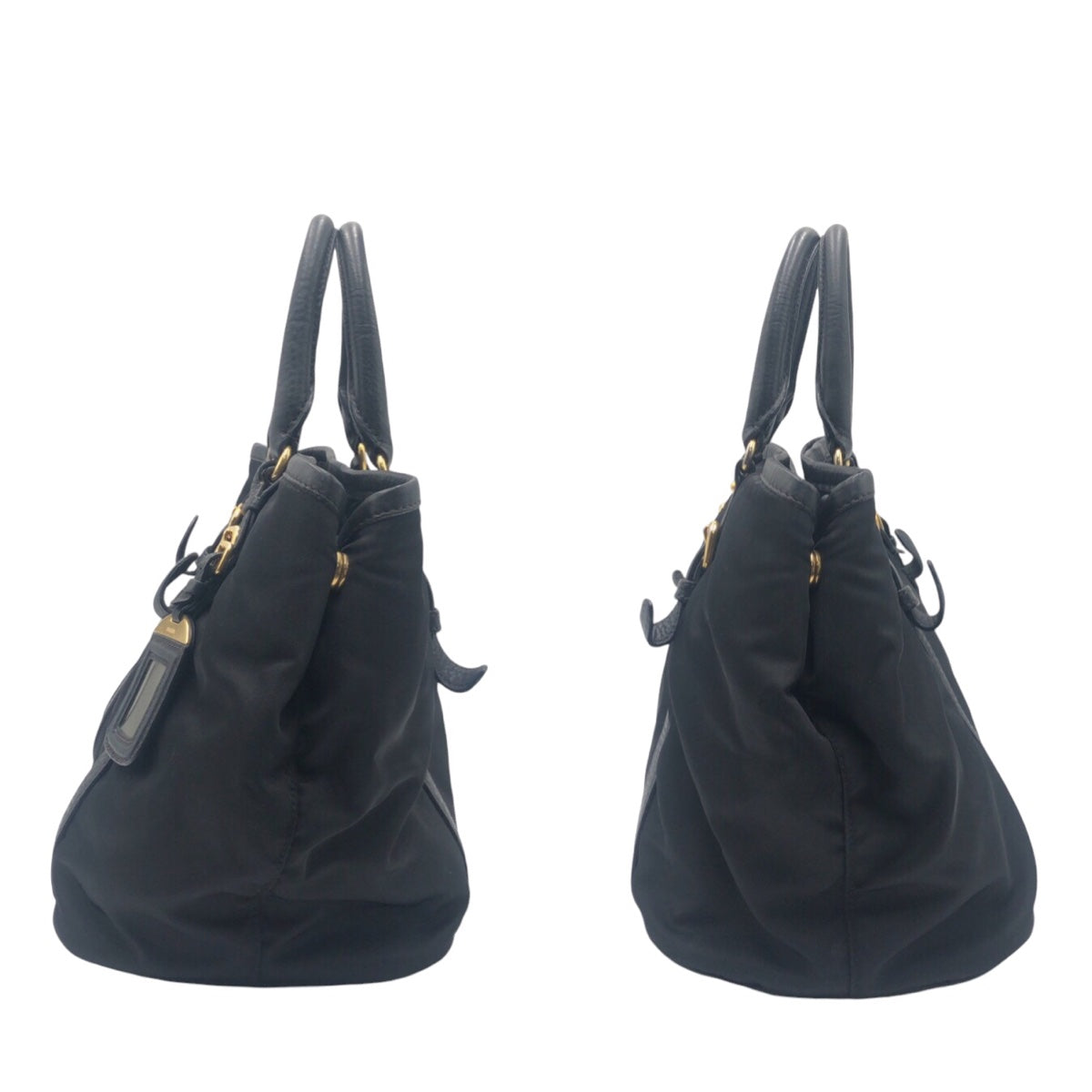 PRADA Shoulder Bag Nylon Black GoldMetal Test