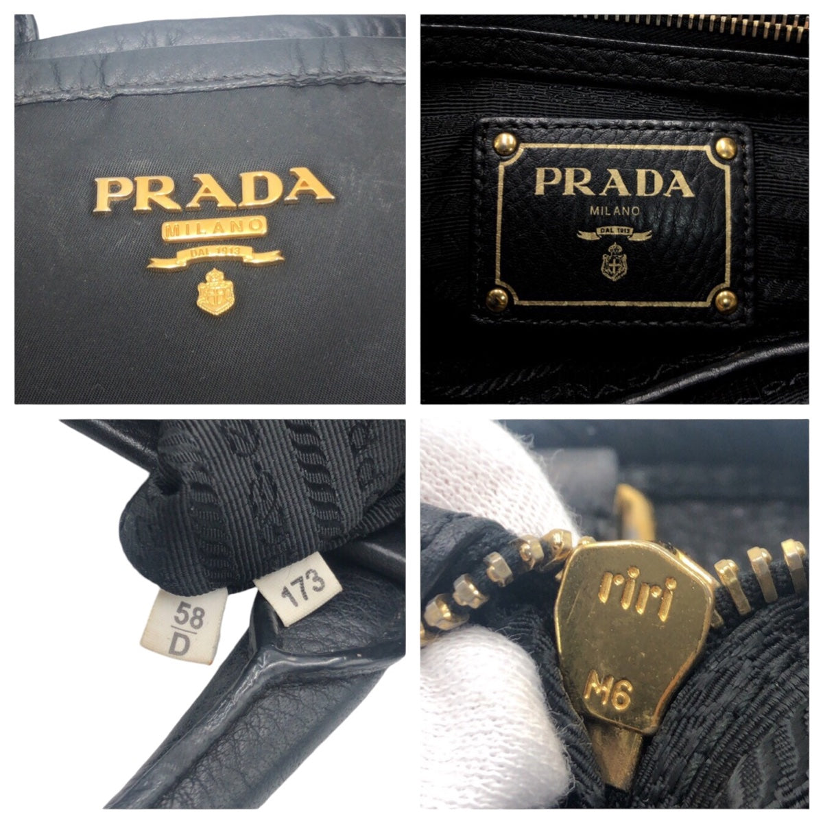PRADA Shoulder Bag Nylon Black GoldMetal Test