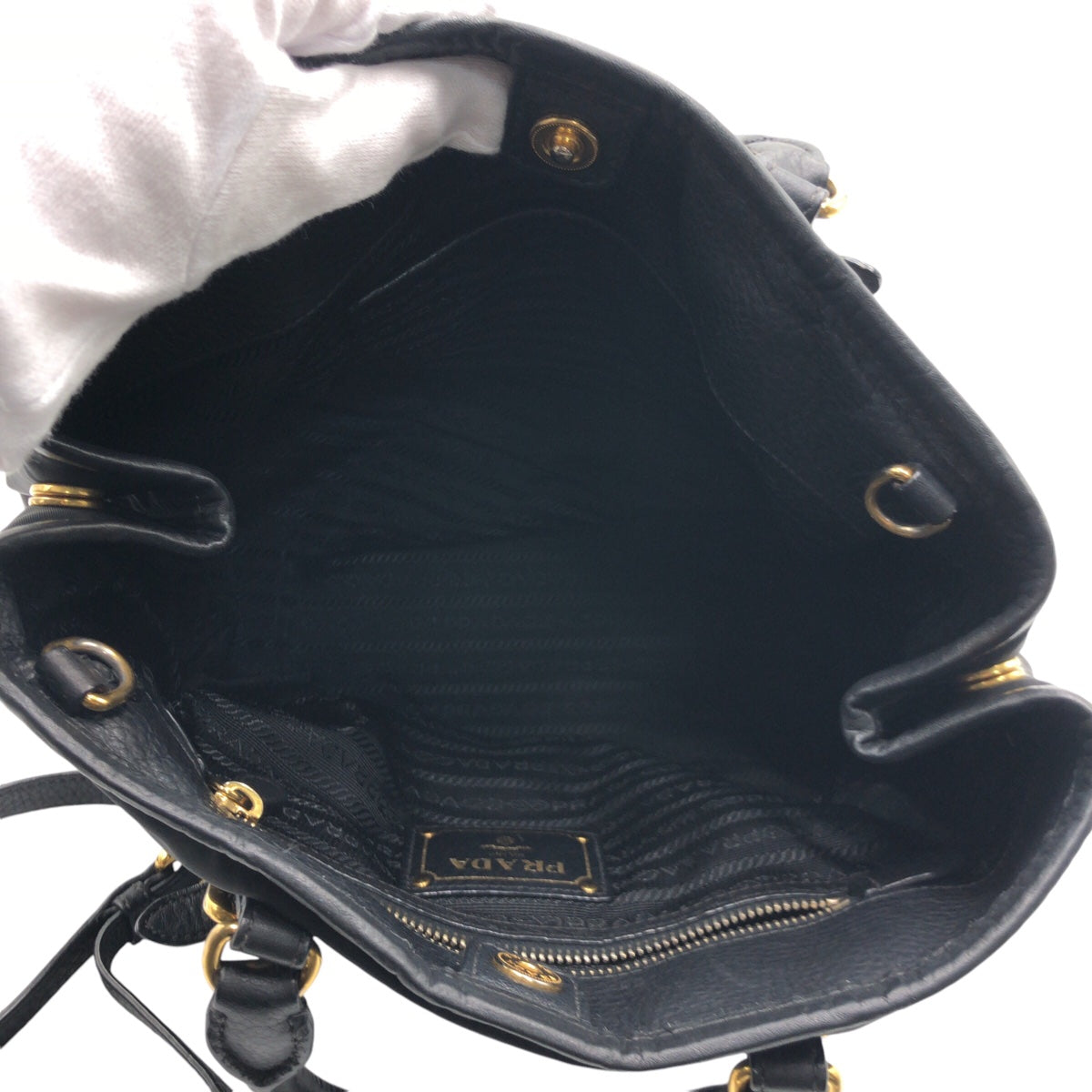 PRADA Shoulder Bag Nylon Black GoldMetal Test