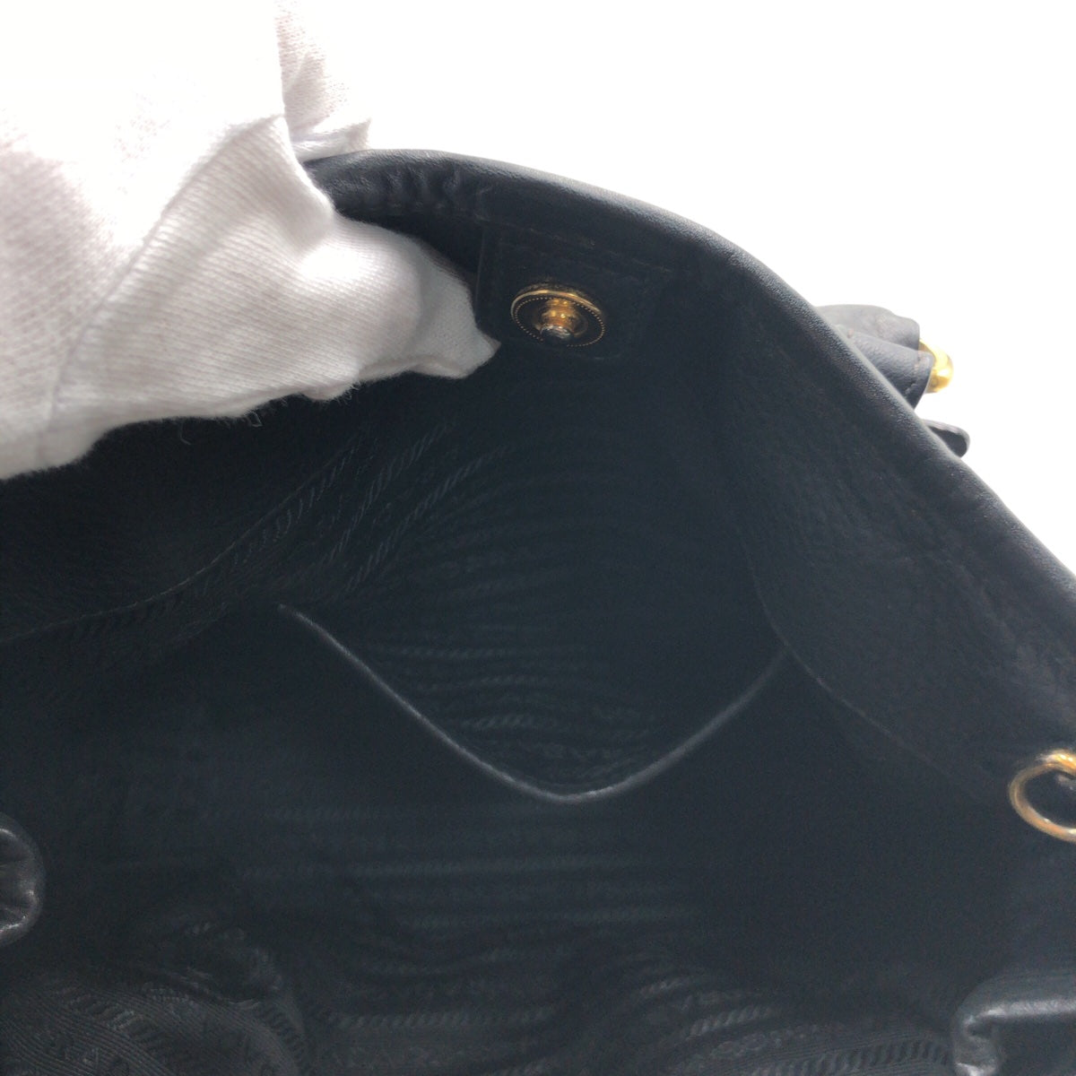 PRADA Shoulder Bag Nylon Black GoldMetal Test