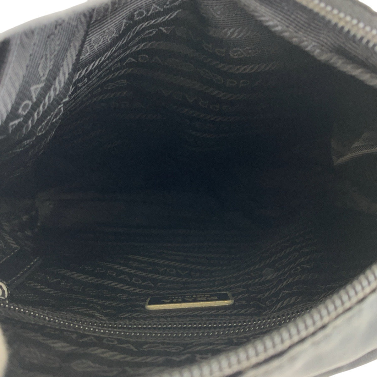 PRADA Shoulder Bag Nylon Black SilverMetal Test Triangle With logo