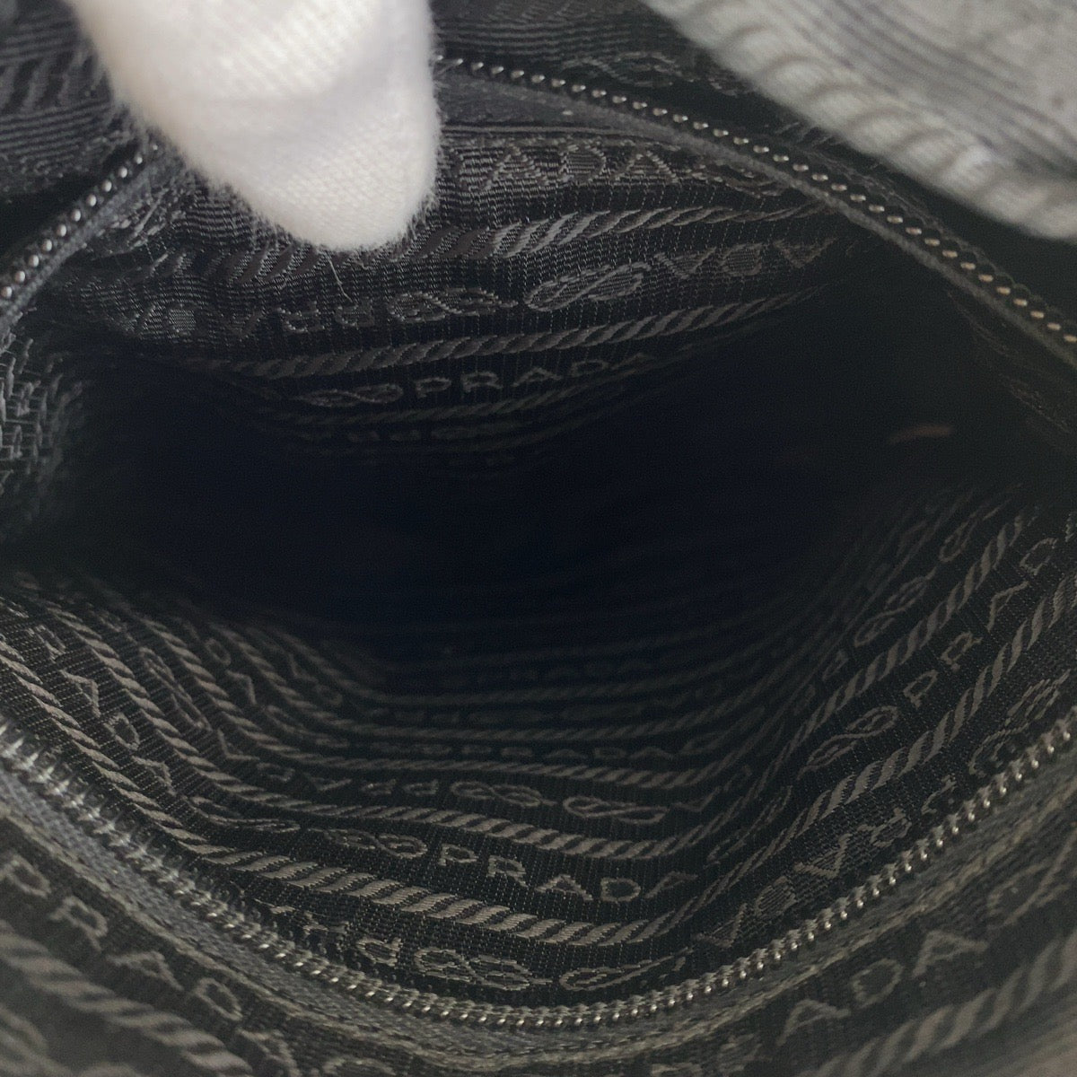 PRADA Shoulder Bag Nylon Black SilverMetal Test Triangle With logo
