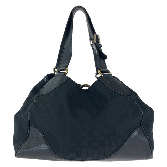 GUCCI Tote Bag 223972 GG canvas Black Silver Metal