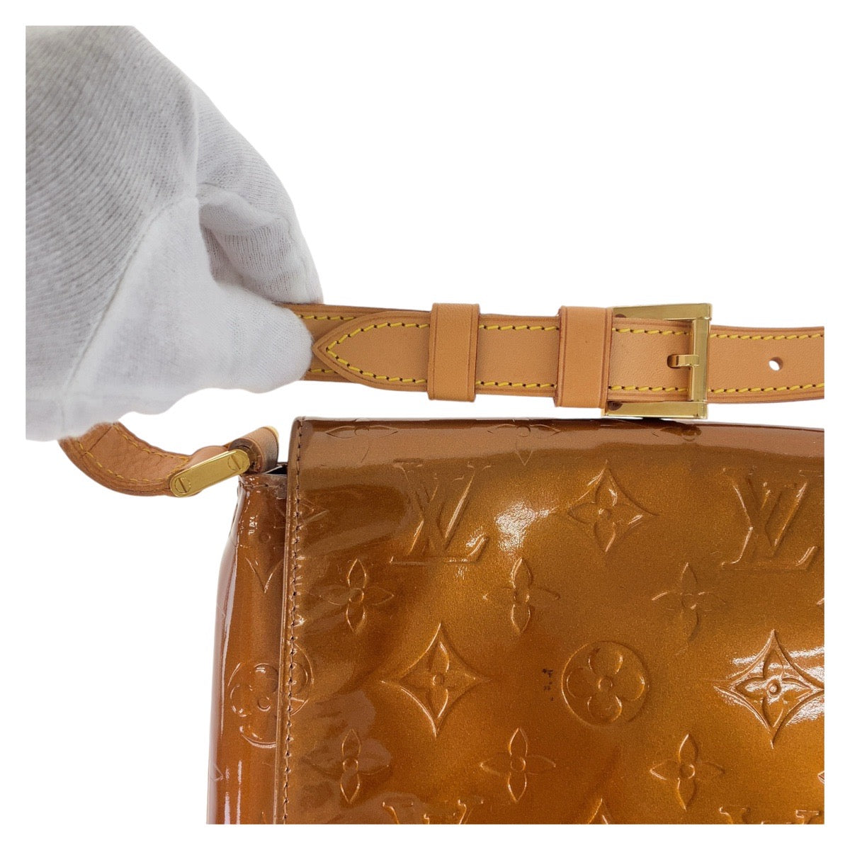 LOUIS VUITTON Shoulder Bag M91124 enamel Bronze Brown GoldMetal Vernis Thompson Street