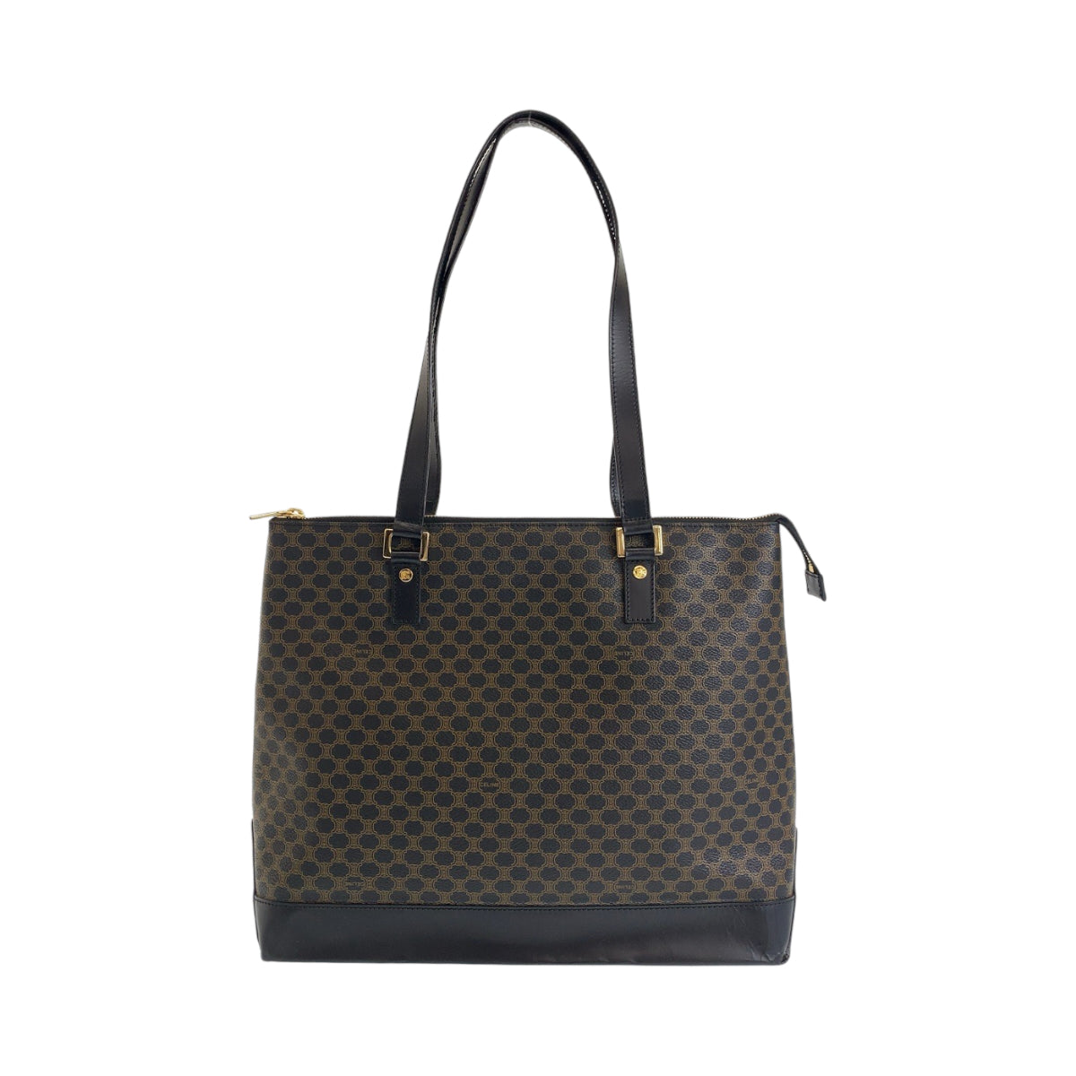 CELINE Tote Bag PVC Brown Gold Metal Macadam