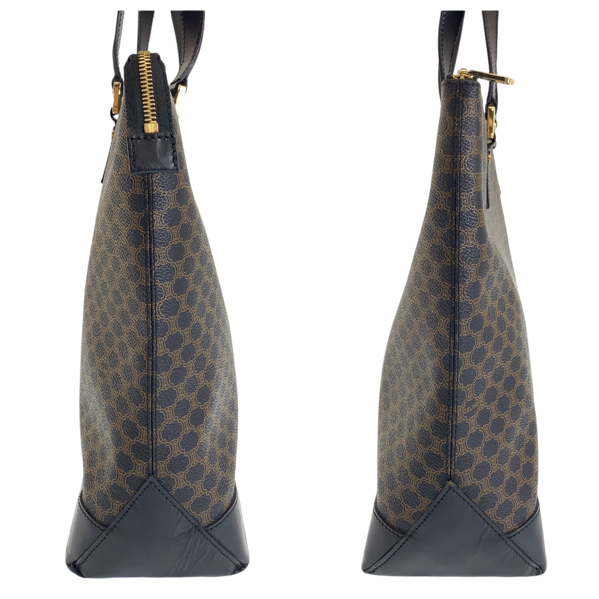 CELINE Tote Bag PVC Brown Gold Metal Macadam