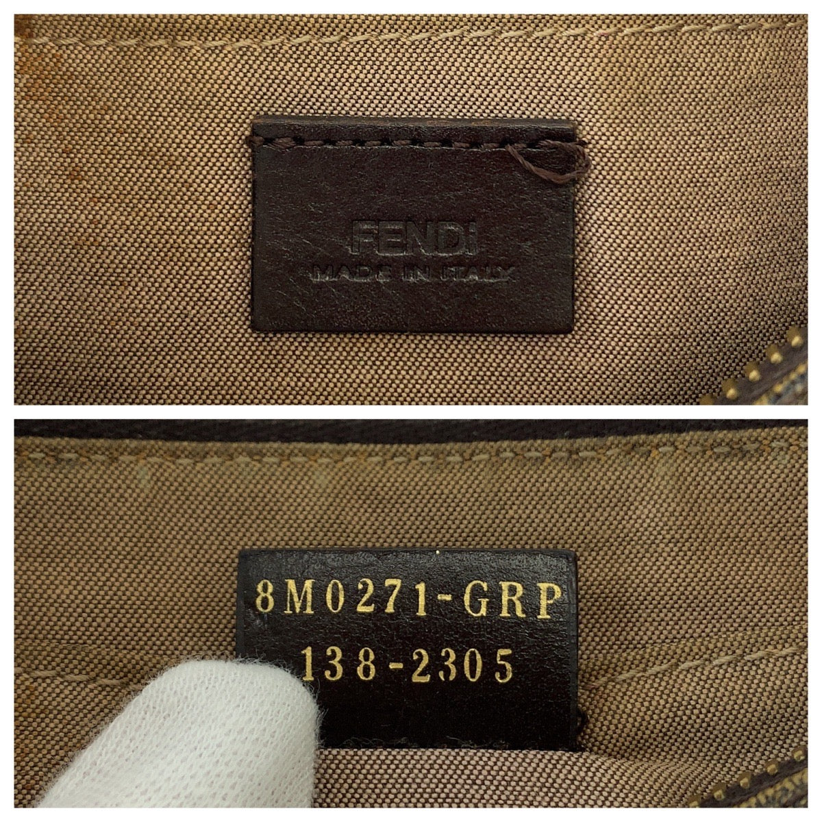 FENDI Handbag 8M0271 GRP leather Brown Pink Gold Metal Zucca Pattern