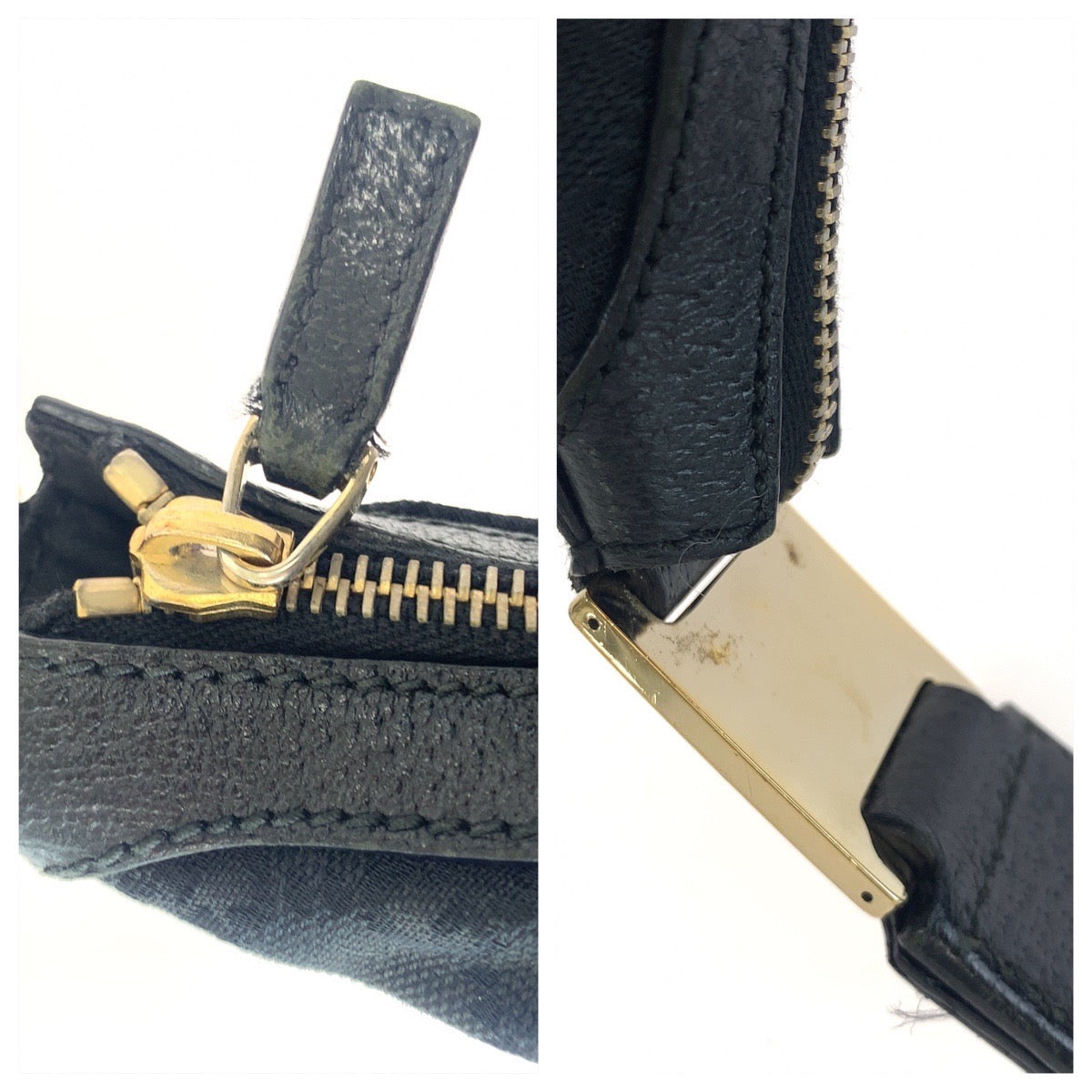 GUCCI Shoulder Bag 145757 GG canvas Black SilverMetal Hobo
