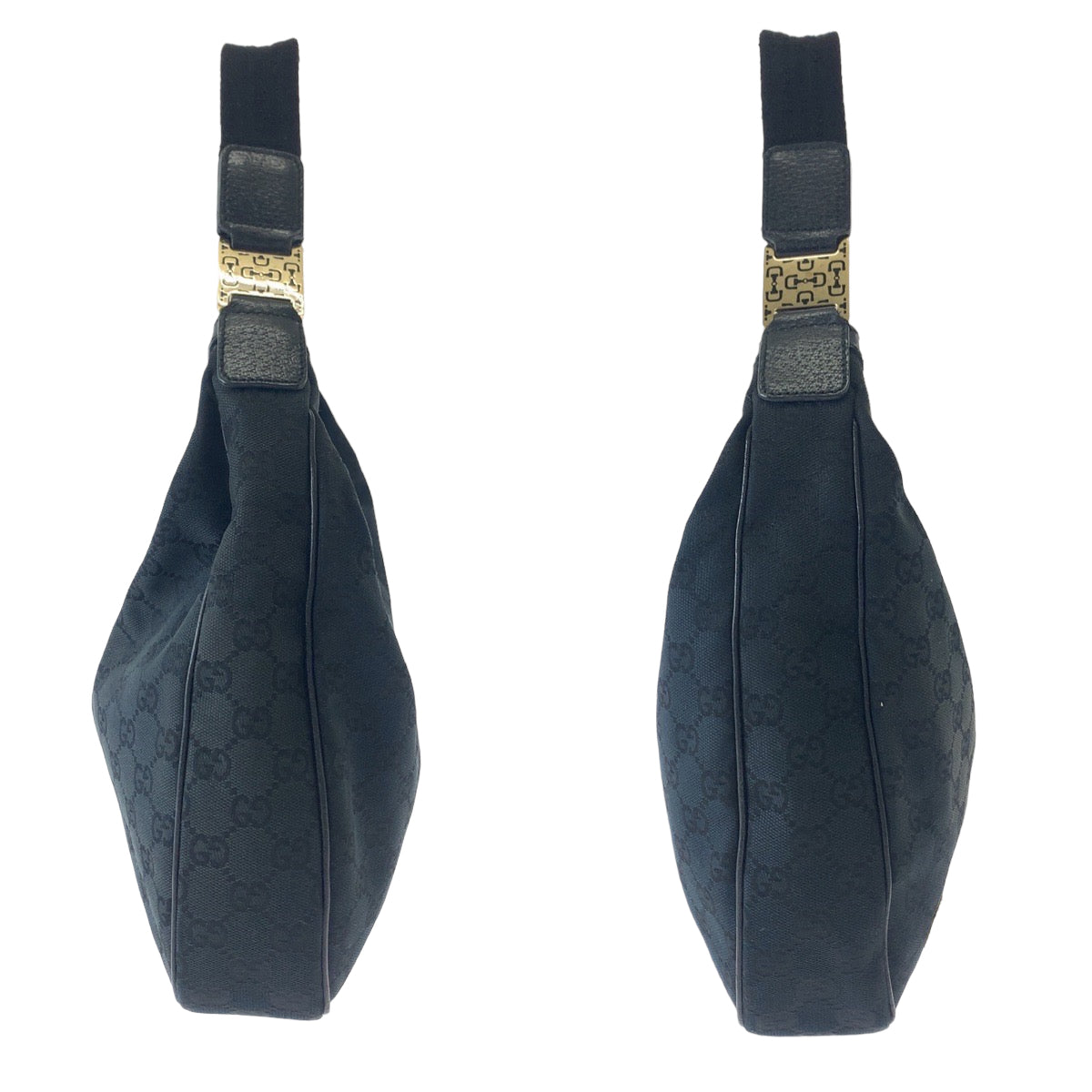 GUCCI Shoulder Bag 145757 GG canvas Black SilverMetal Hobo