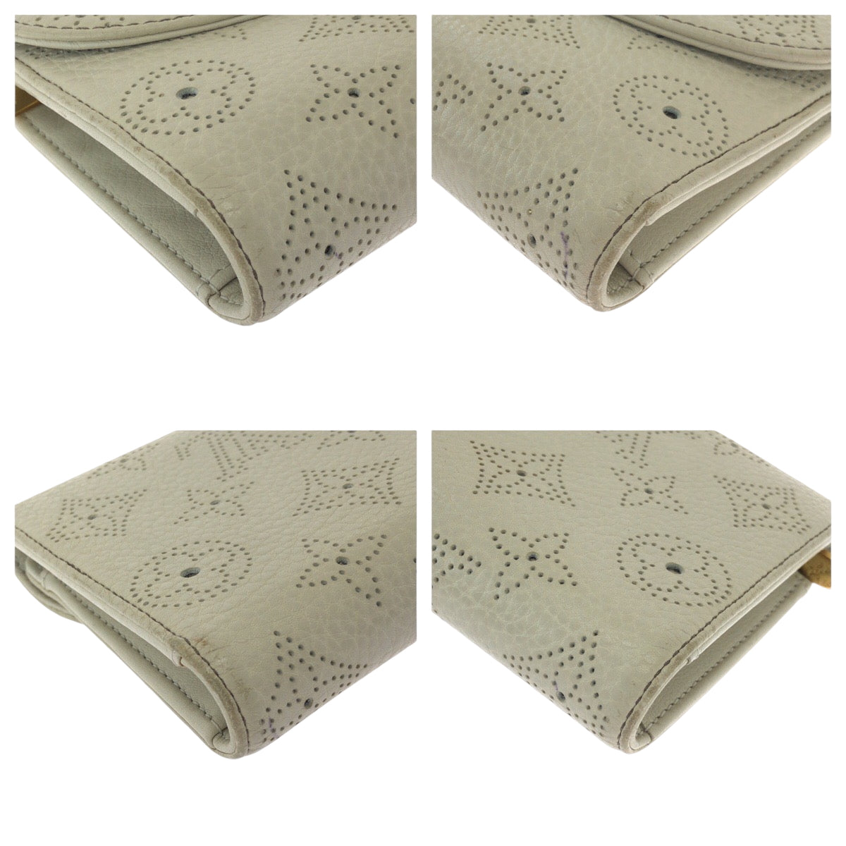 LOUIS VUITTON Long Wallet Purse M58132 leather Ivory Gold Metal Monogram Mahina Portefeuille Amelia