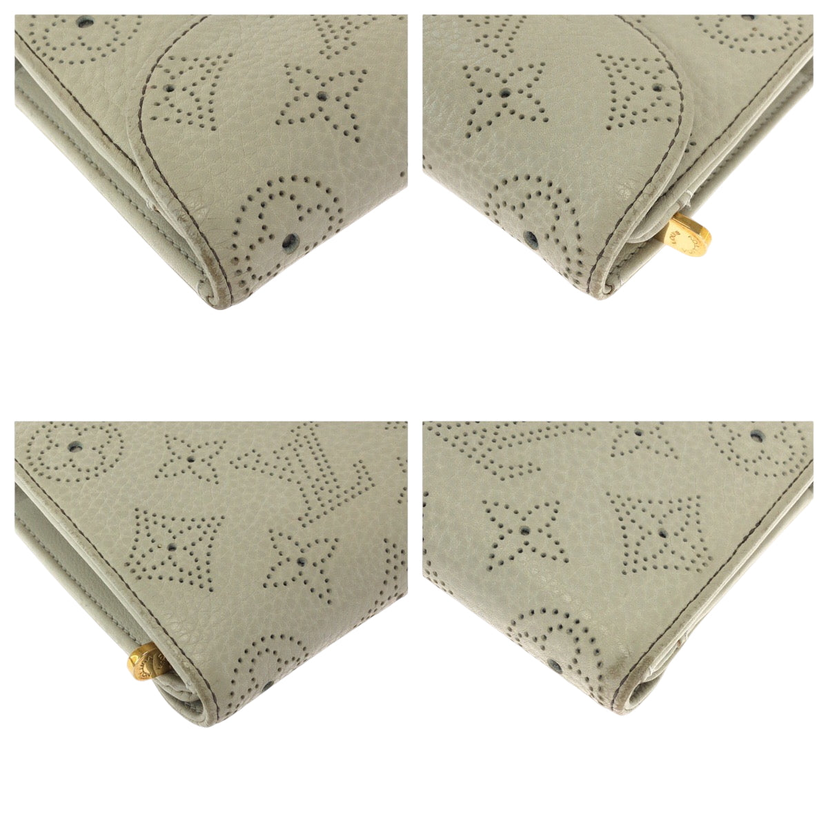 LOUIS VUITTON Long Wallet Purse M58132 leather Ivory Gold Metal Monogram Mahina Portefeuille Amelia