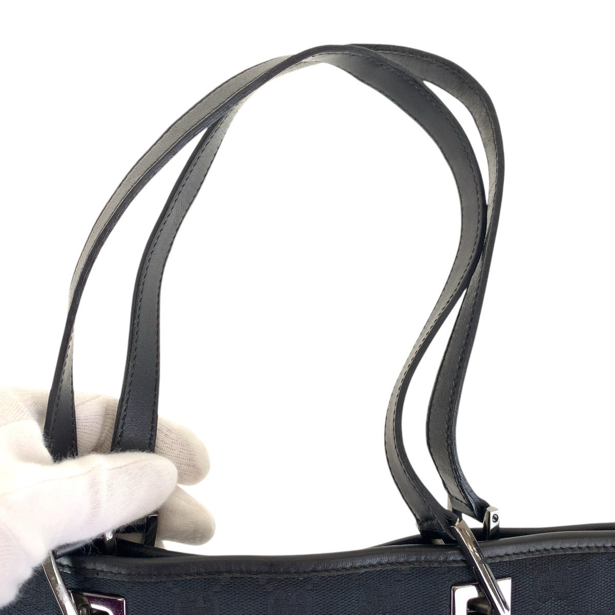 GUCCI Tote Bag 31243 GG canvas Black SilverMetal