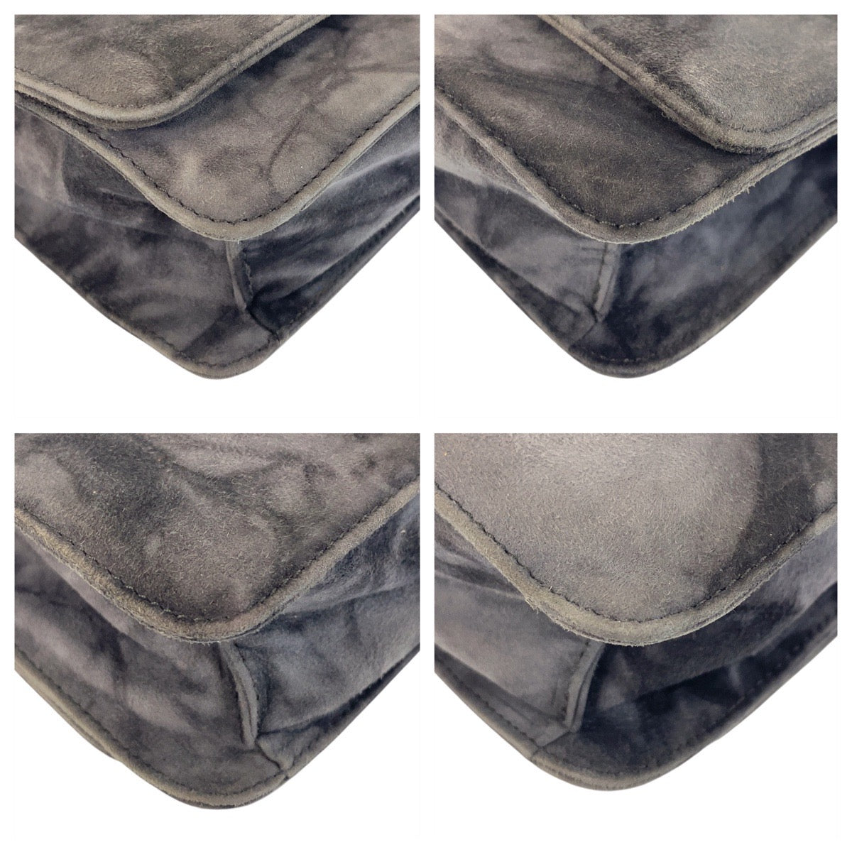 PRADA Shoulder Bag Suede gray Plastic Chain