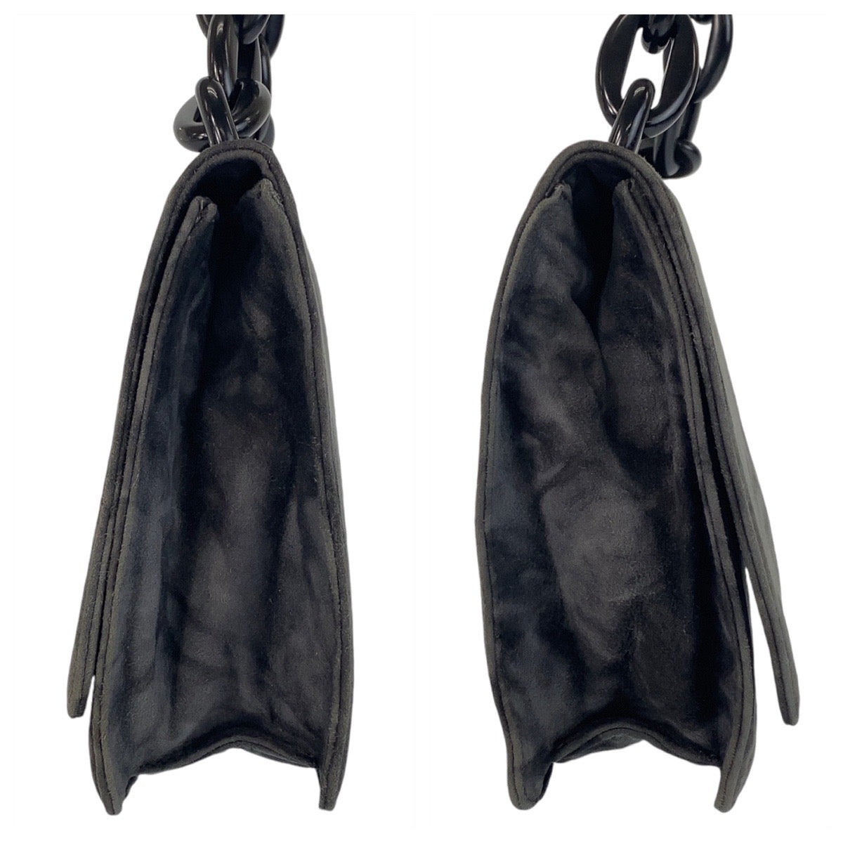 PRADA Shoulder Bag Suede gray Plastic Chain