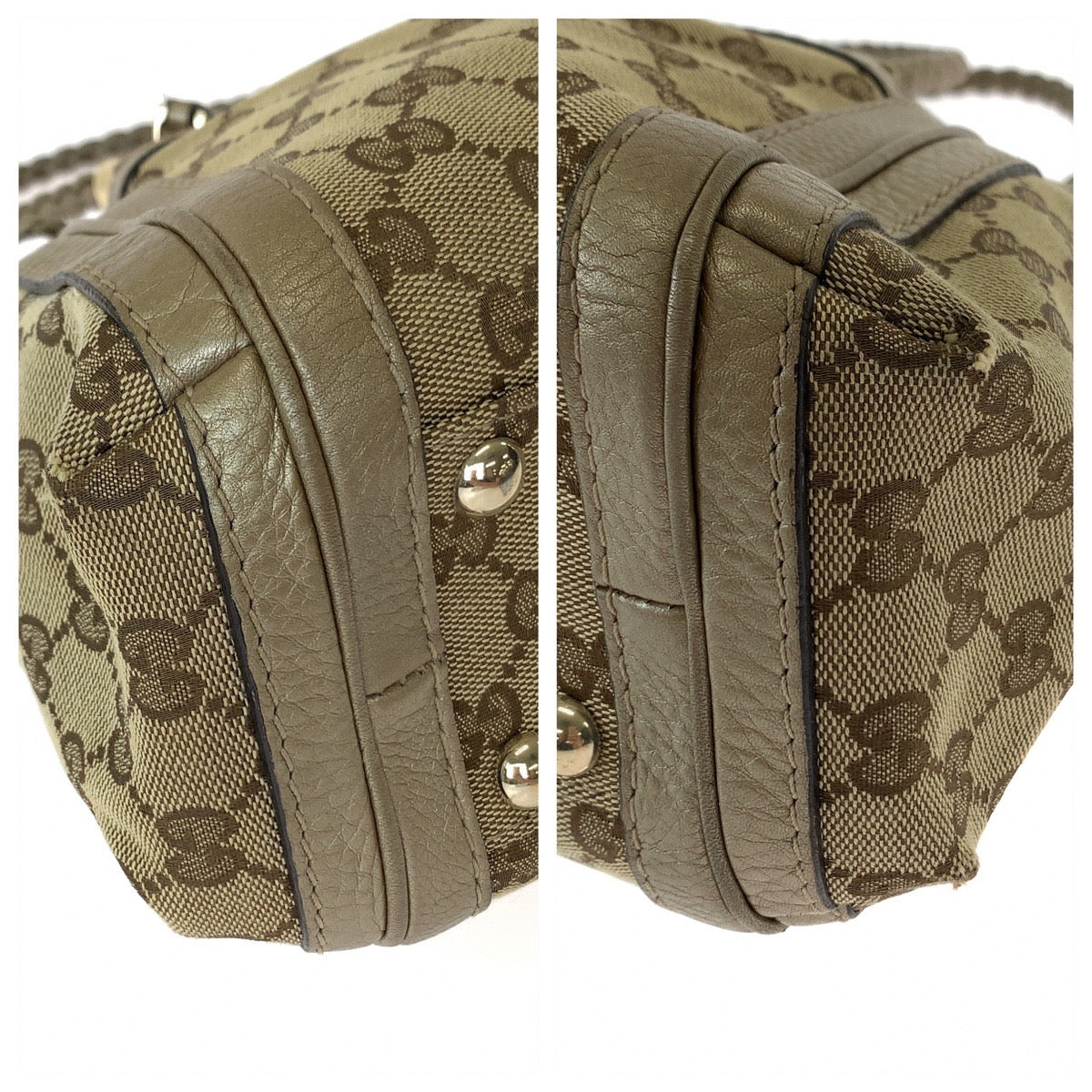 GUCCI Tote Bag 282300 GG canvas Brown Gold Metal Bella Bamboo Ribbon tassel