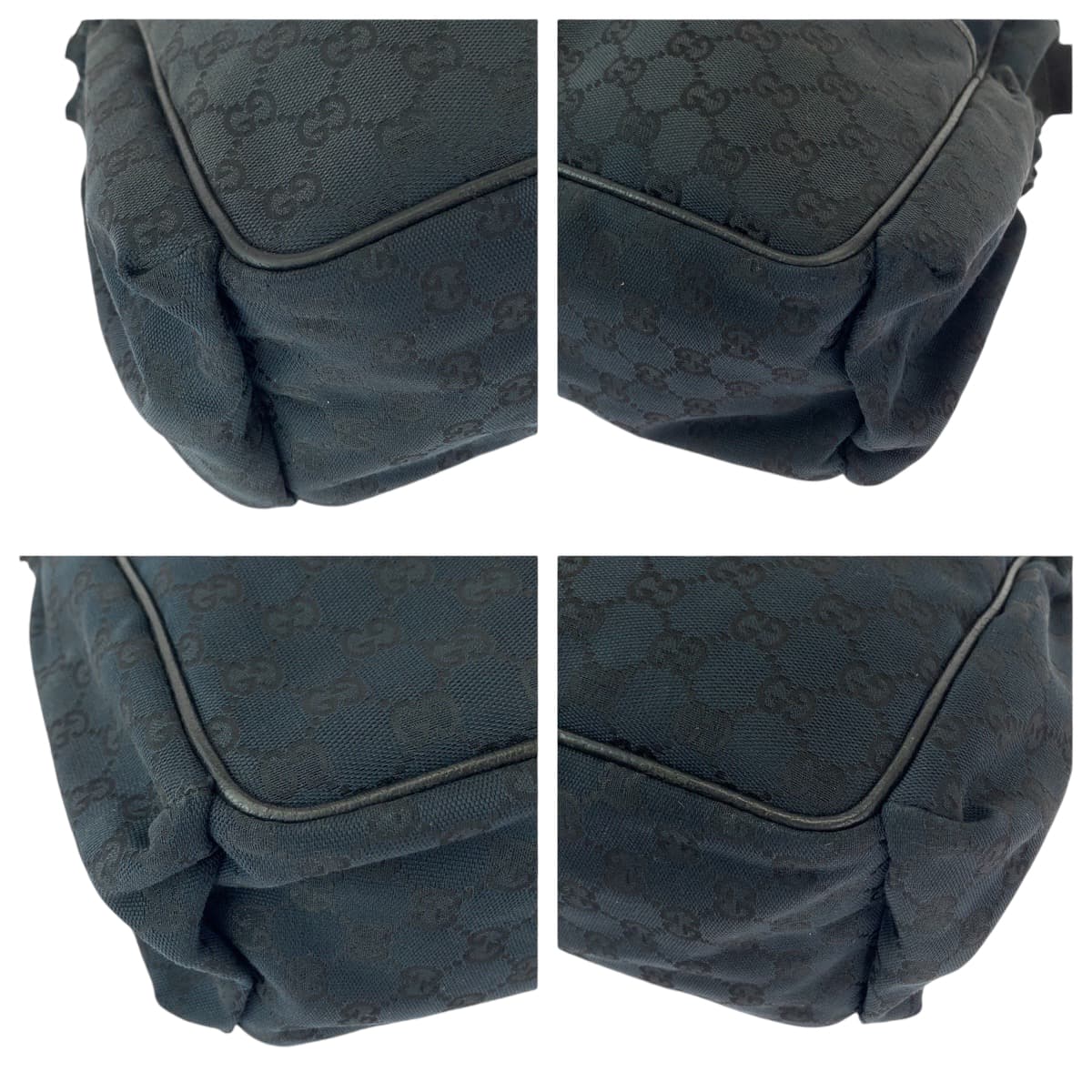 GUCCI Shoulder Bag 123326 GG canvas Black SilverMetal