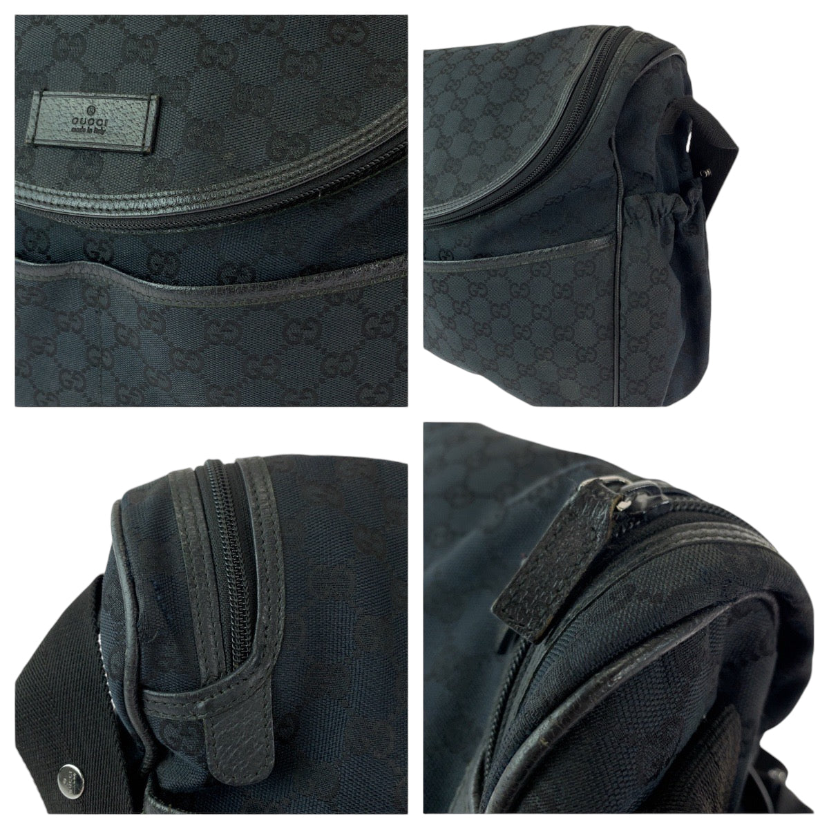 GUCCI Shoulder Bag 123326 GG canvas Black SilverMetal