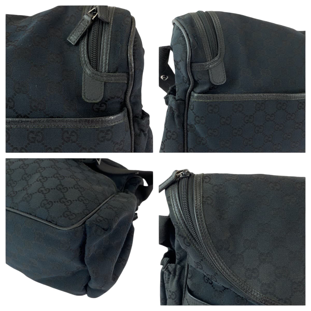 GUCCI Shoulder Bag 123326 GG canvas Black SilverMetal