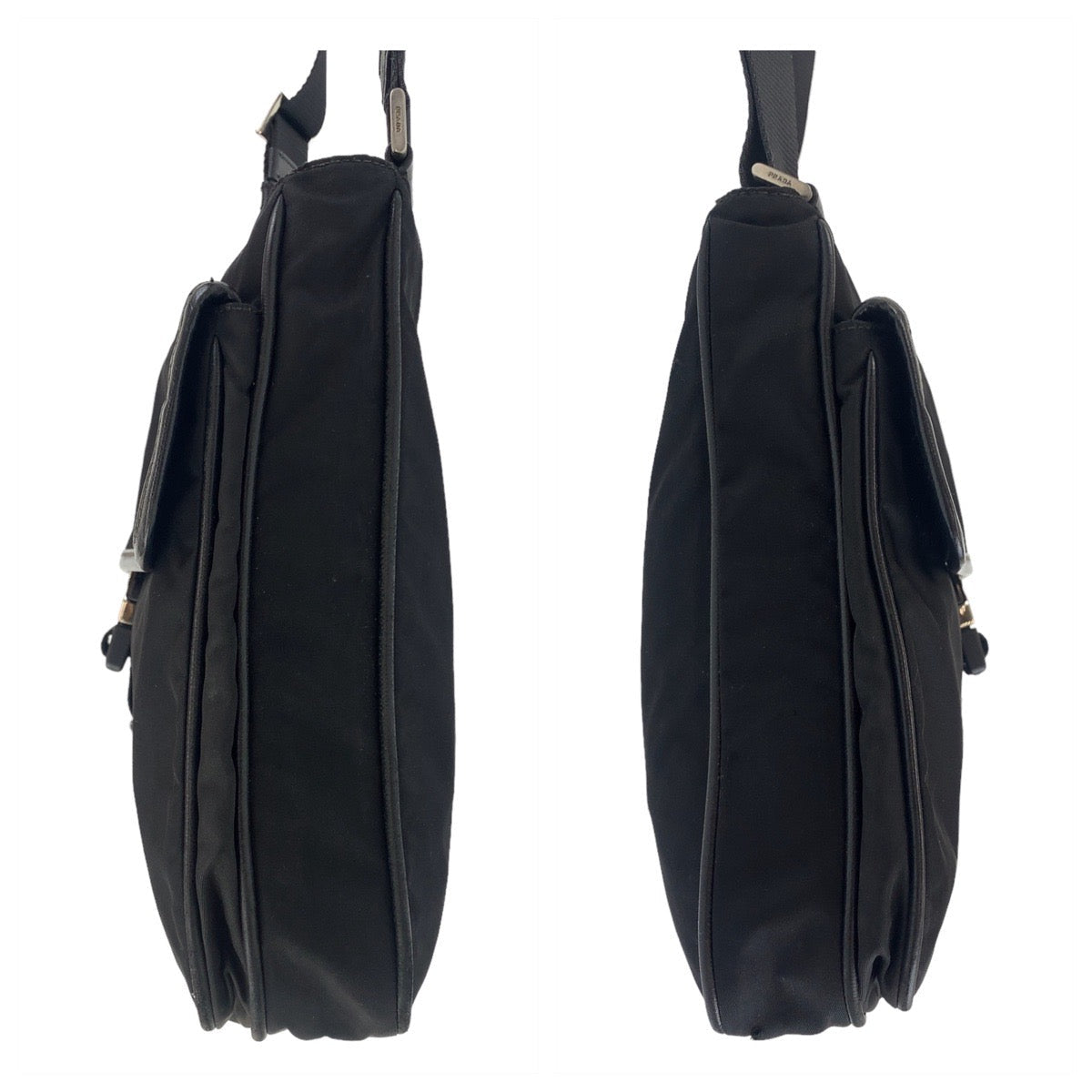 PRADA Shoulder Bag Nylon black Test Triangle With logo