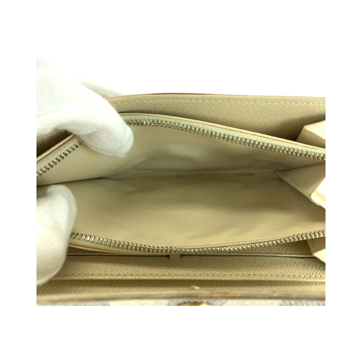 LOUIS VUITTON Long Wallet Purse N61735 PVC White Gray Gold Metal Damier Azur Portefeuille Sarah