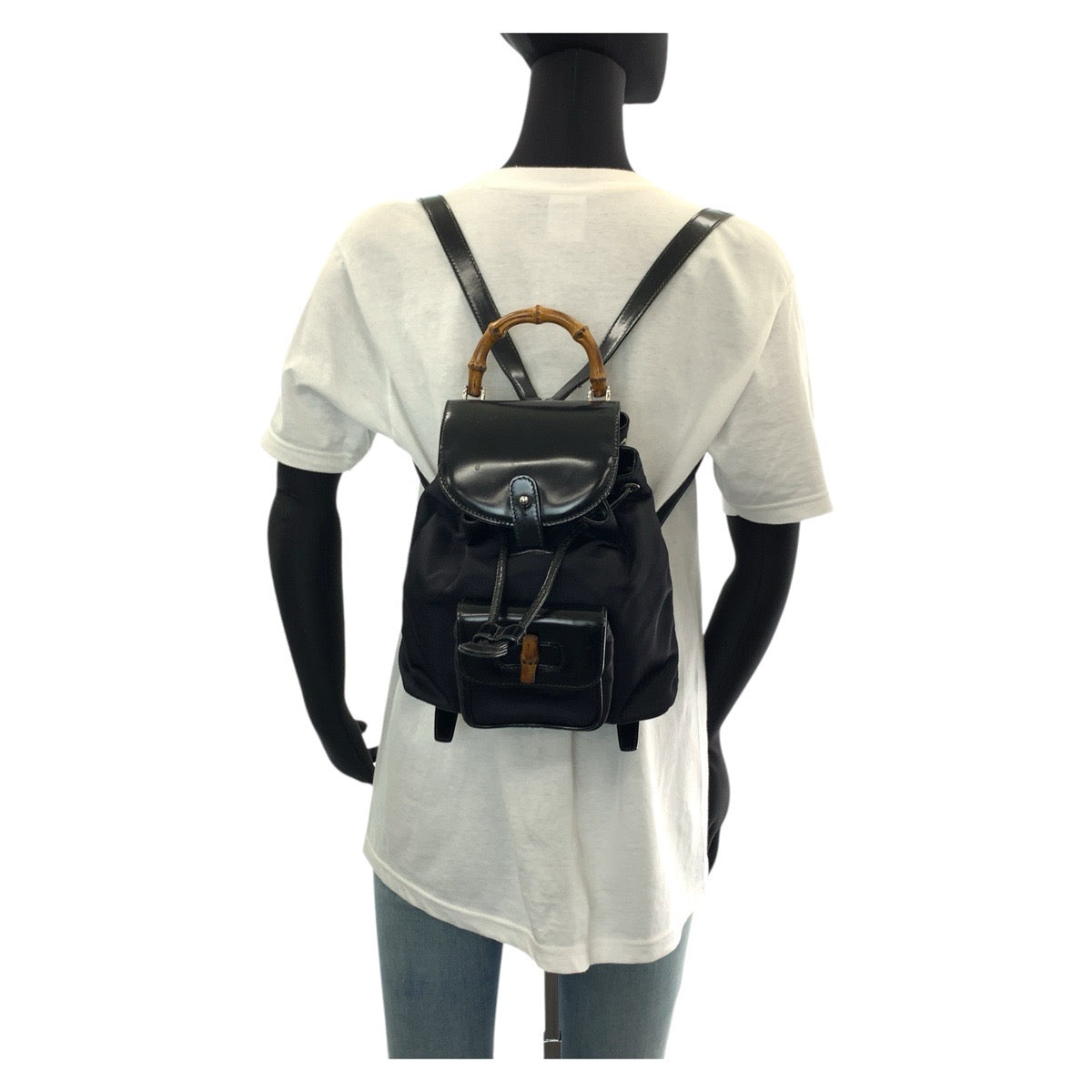GUCCI Backpack 003 1998 0030 leather Black SilverMetal Bamboo