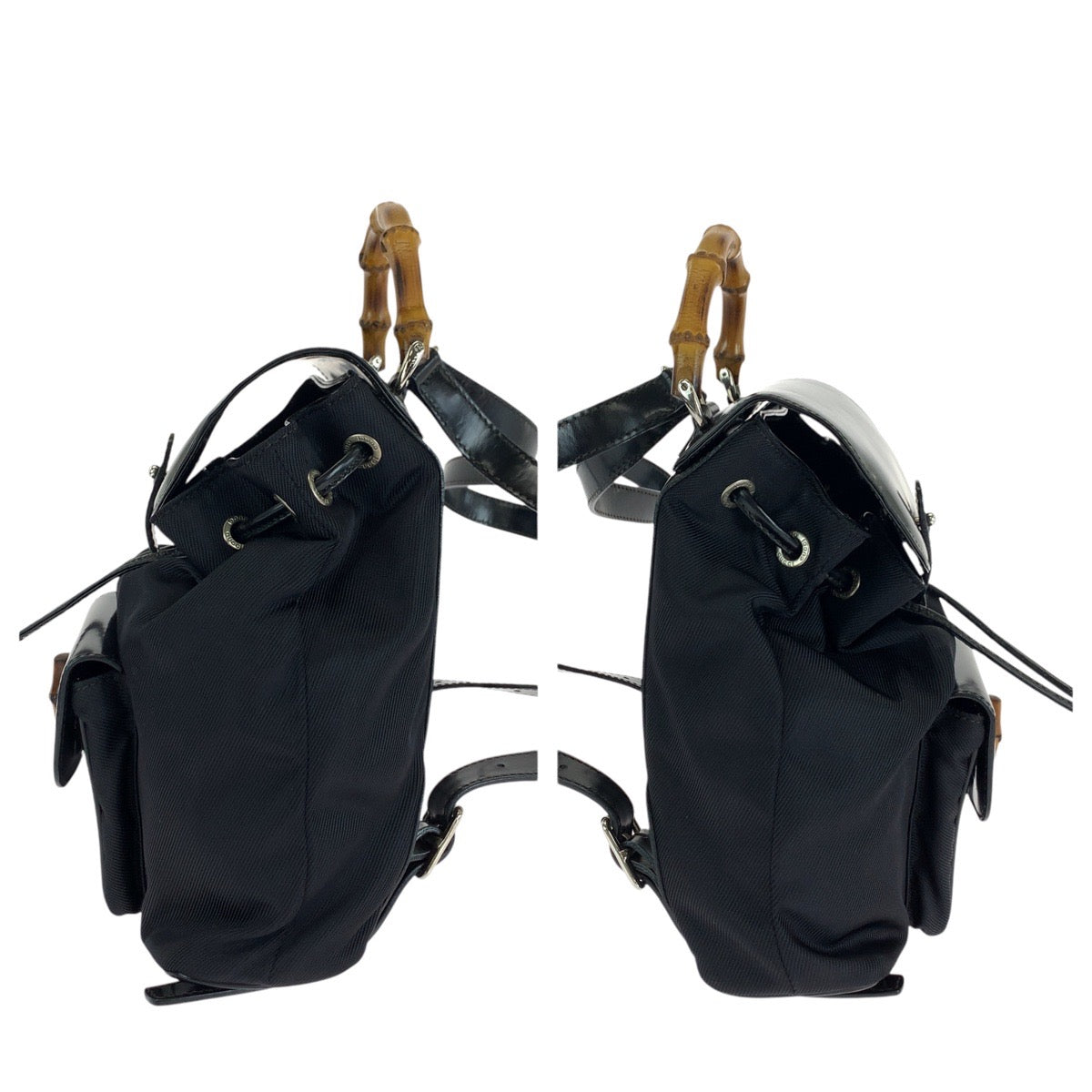 GUCCI Backpack 003 1998 0030 leather Black SilverMetal Bamboo