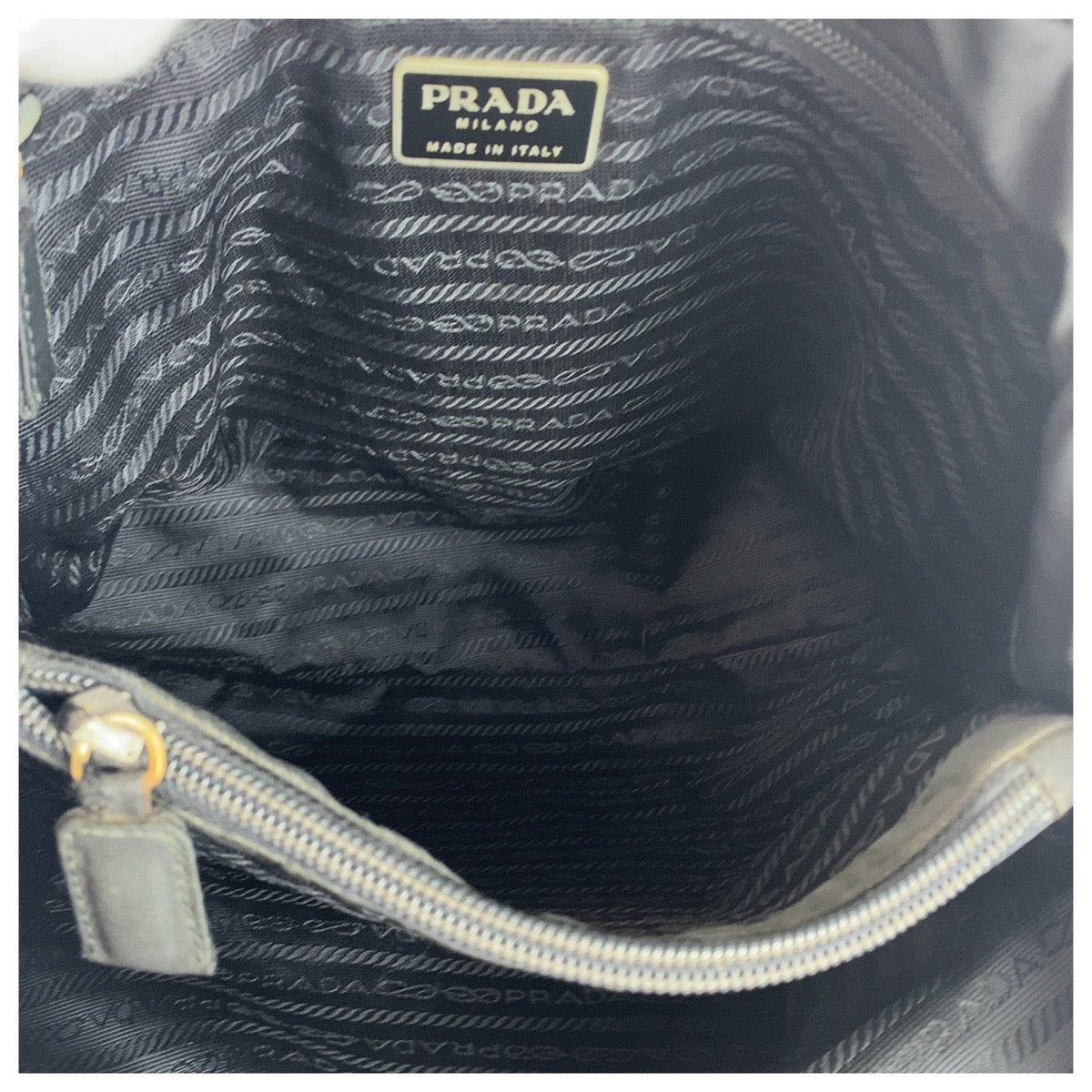 PRADA Tote Bag Nylon Black SilverMetal Test Triangle With logo