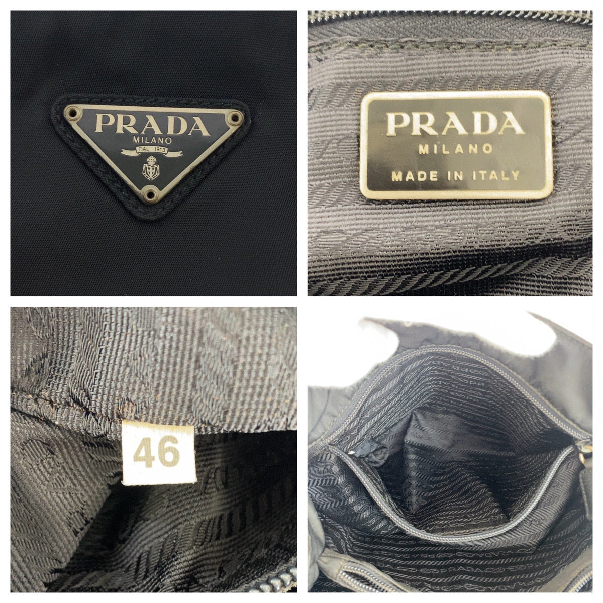 PRADA Tote Bag Nylon Black SilverMetal Test Triangle With logo