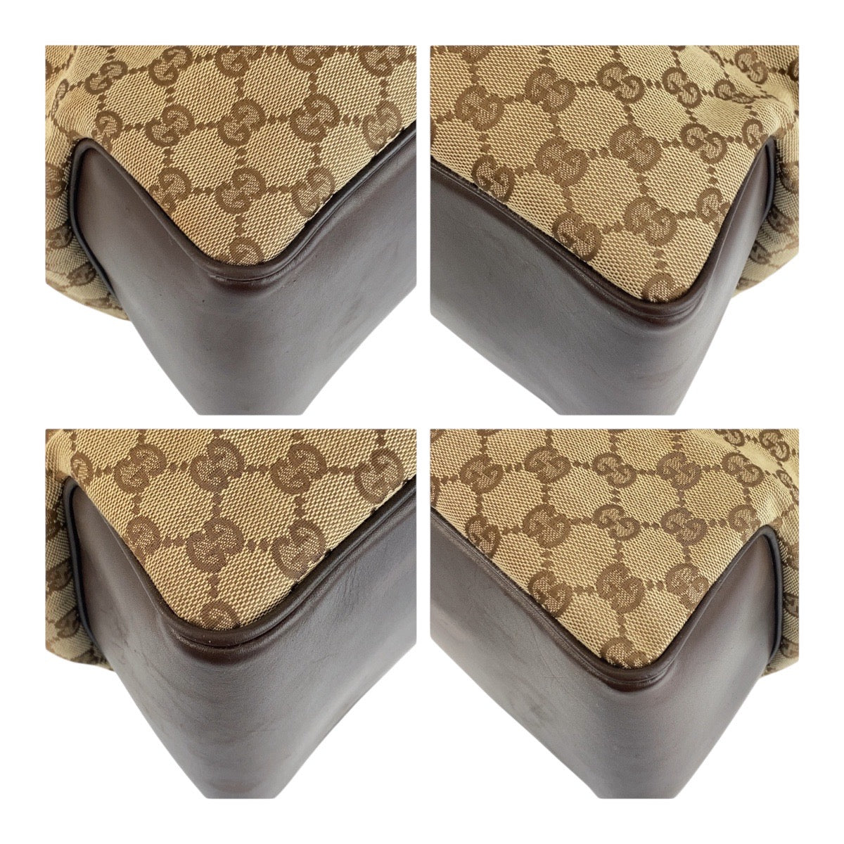 GUCCI Tote Bag 109141 GG canvas Beige Brown Gold Metal