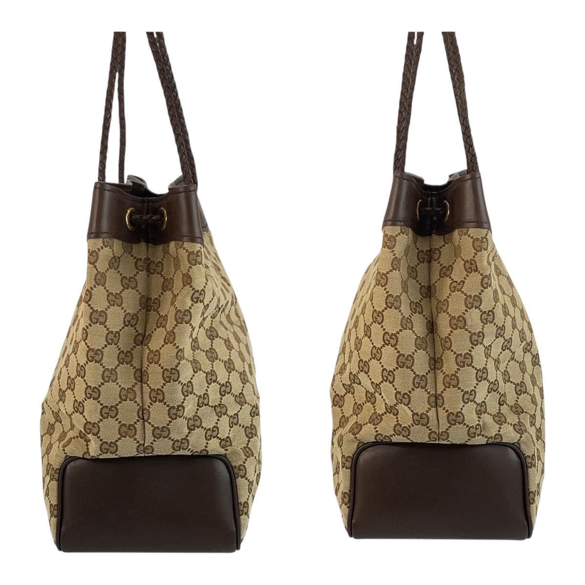 GUCCI Tote Bag 109141 GG canvas Beige Brown Gold Metal