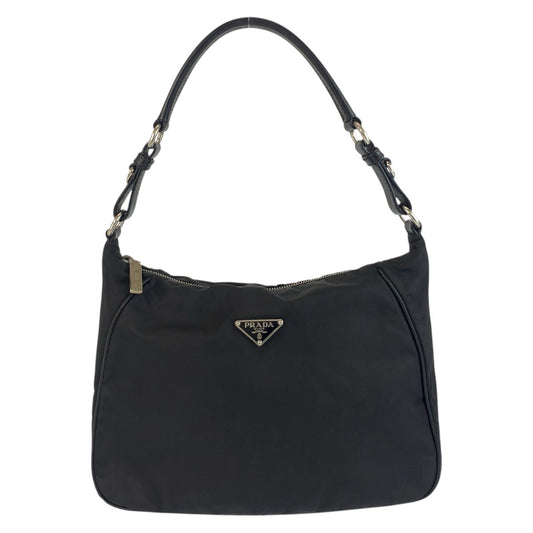 PRADA Shoulder Bag Nylon Black SilverMetal Test Triangle With logo