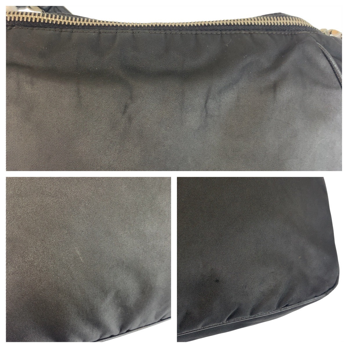 PRADA Shoulder Bag Nylon Black SilverMetal Test Triangle With logo