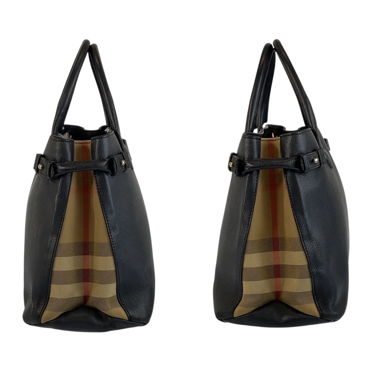 BURBERRY Tote Bag ITCF&10SCA leather Black Multicolor Gold Metal