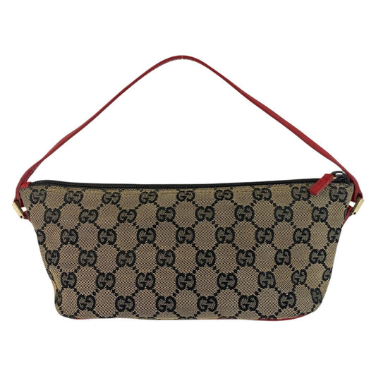 GUCCI Handbag 039 1103 GG canvas Beige Red Gold Metal