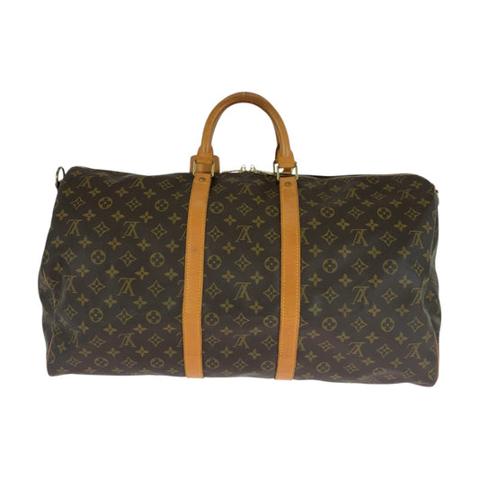 LOUIS VUITTON Boston Duffel bag M41414 PVC Brown Gold Metal Monogram Keepall bandouliere 55