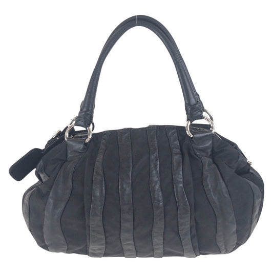 PRADA Shoulder Bag Nylon Black SilverMetal crimson