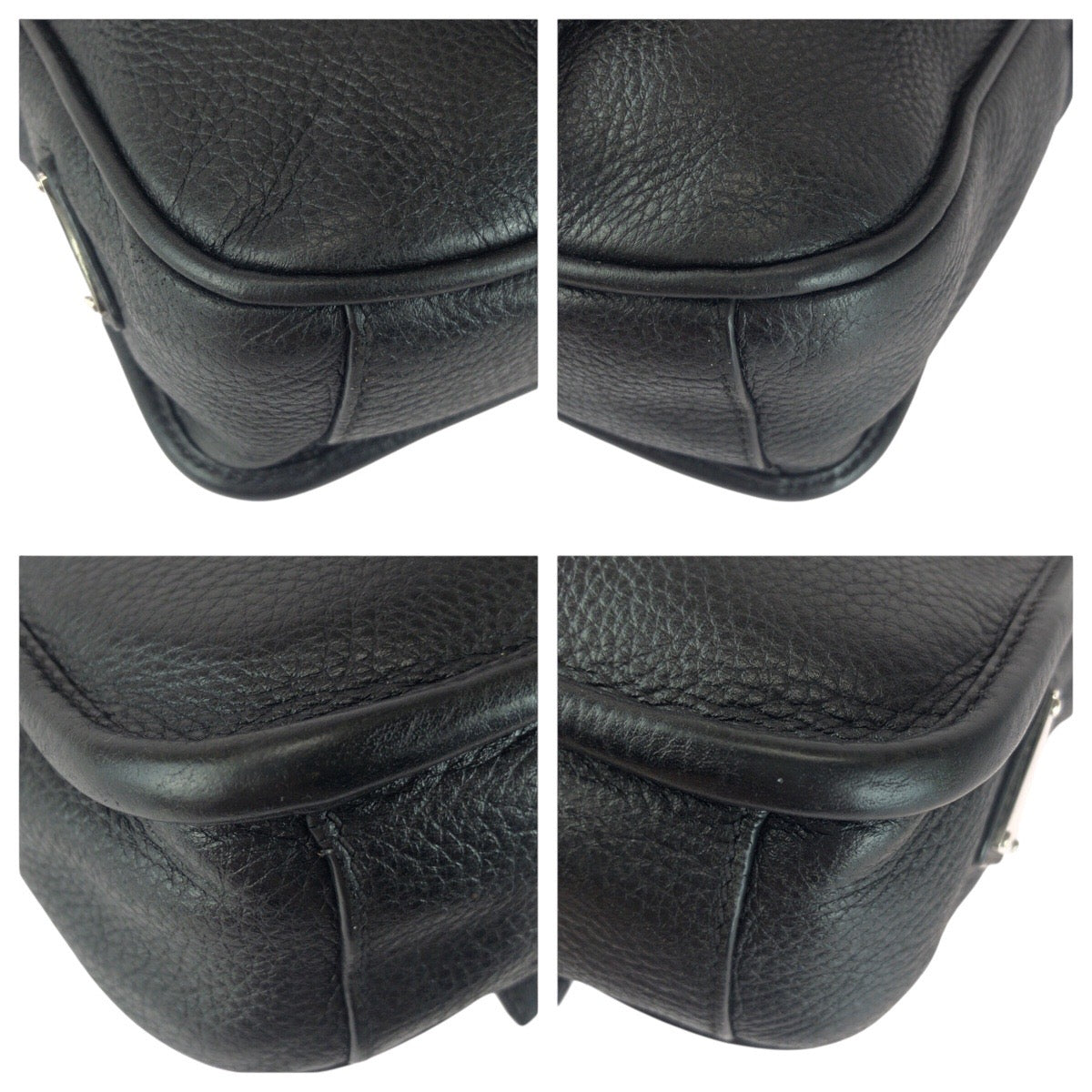 PRADA Shoulder Bag PVC Black Silver Metal Vittero Triangle With logo