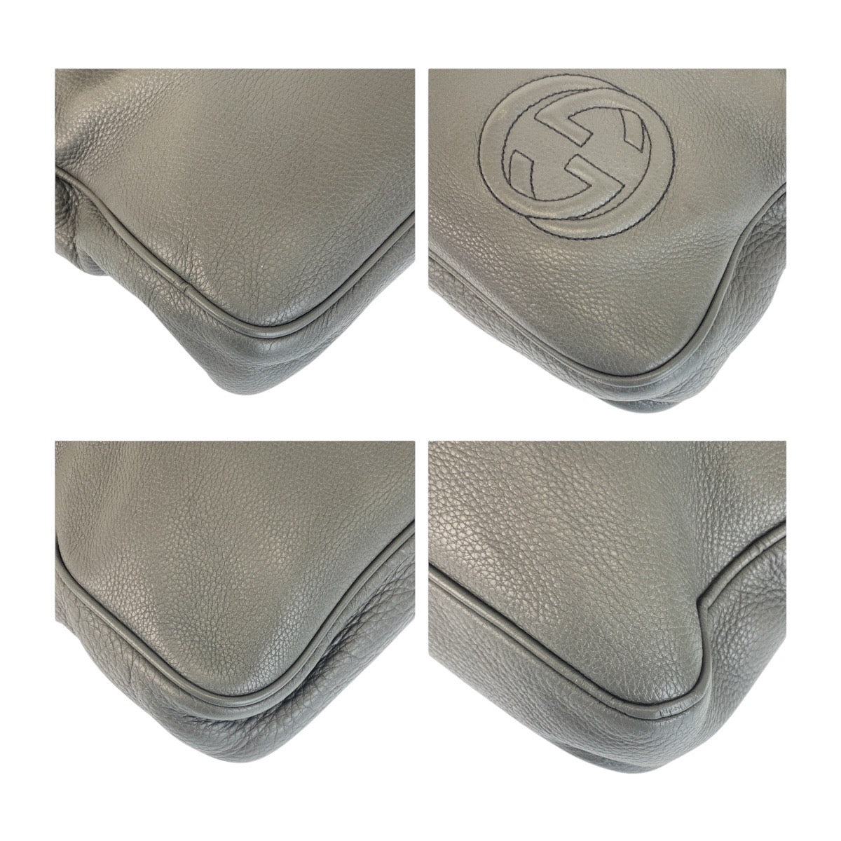 GUCCI Business bag 322057 leather Grey SilverMetal Soho