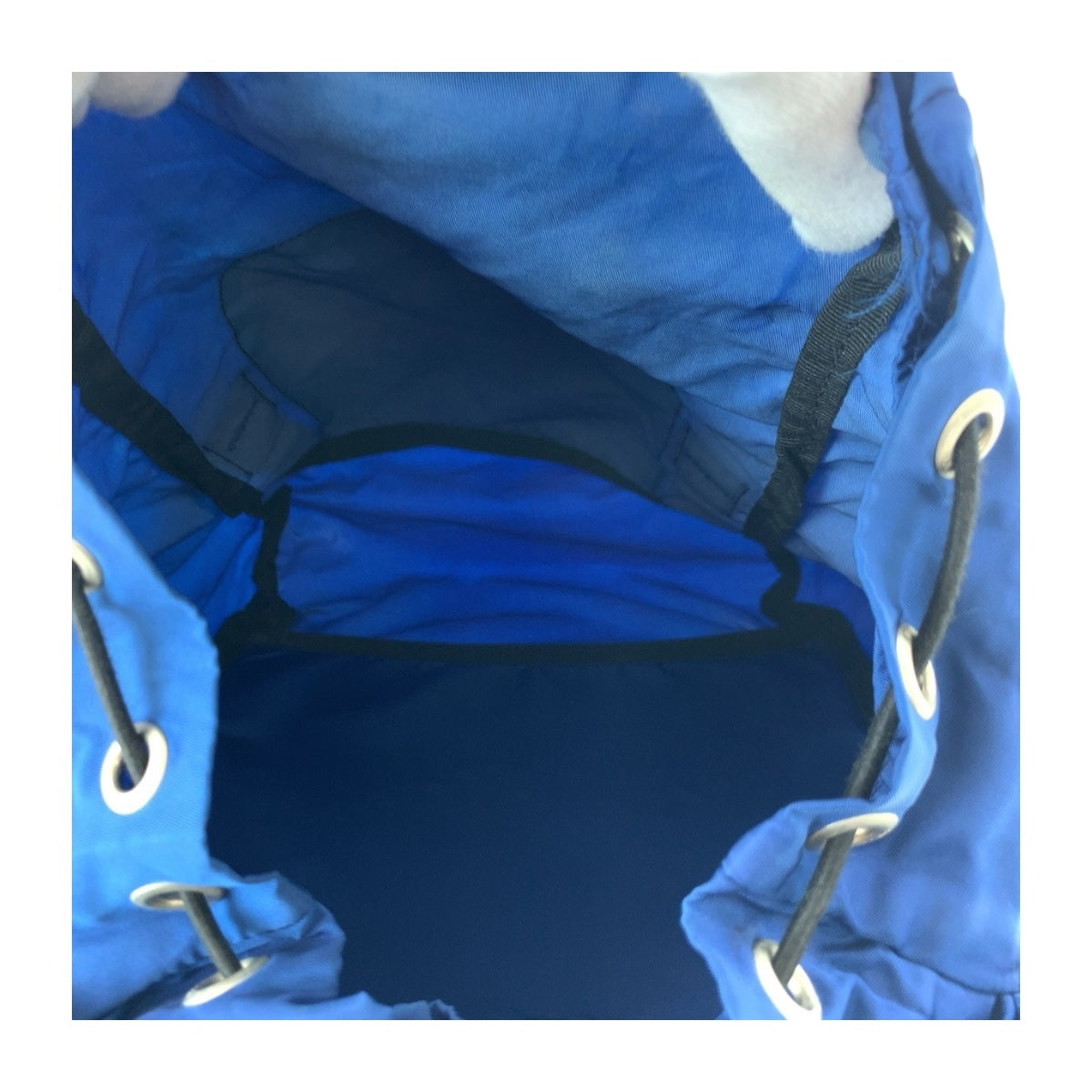 PRADA Backpack Nylon Blue Silver Metal Test Triangle With logo