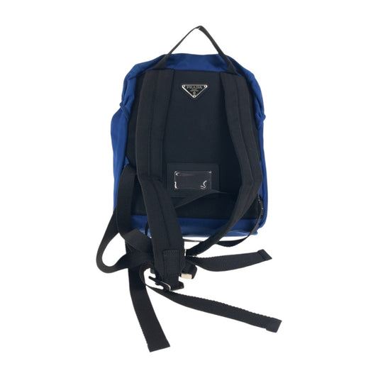 PRADA Backpack Nylon Blue Silver Metal Test Triangle With logo