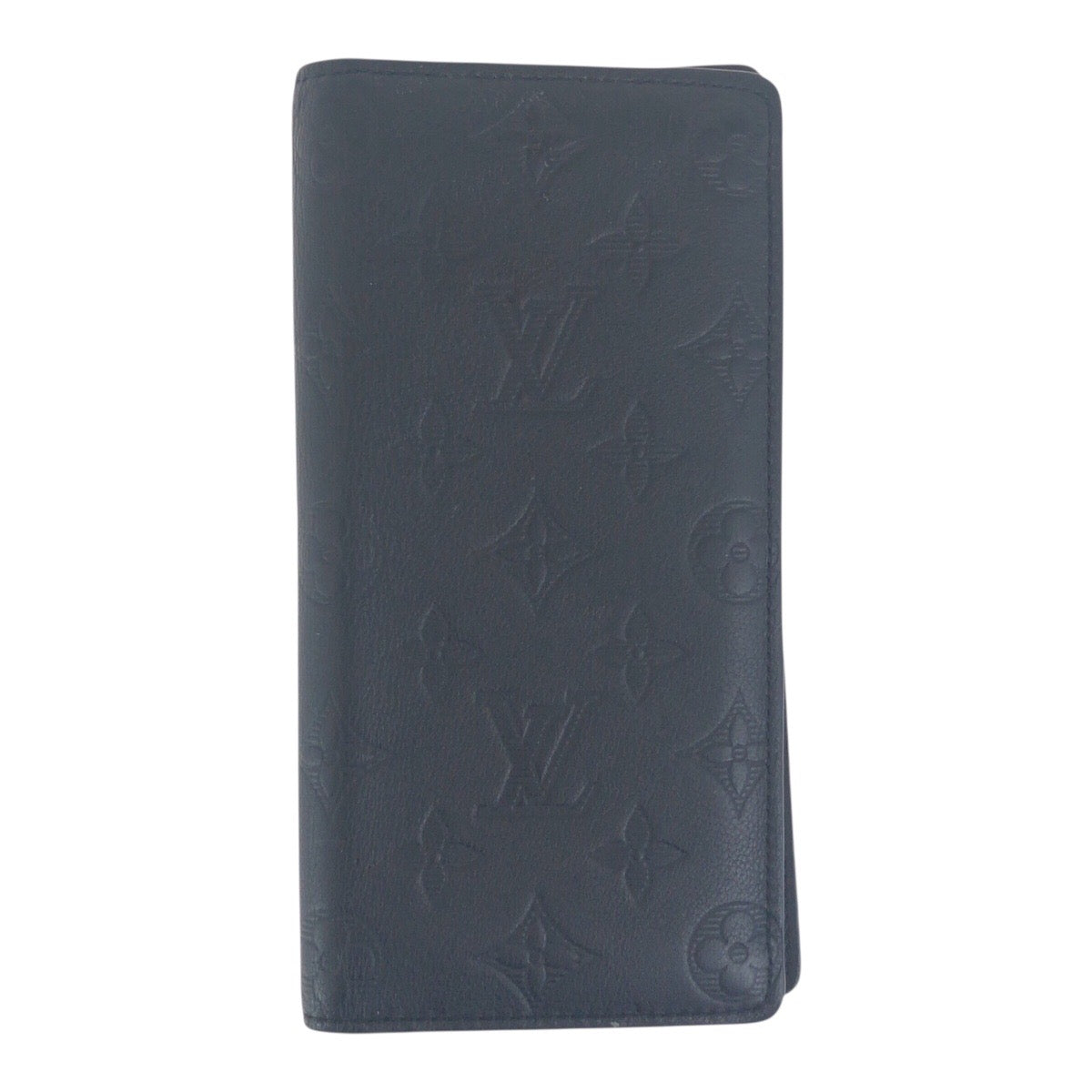 LOUIS VUITTON Long Wallet Purse leather Black black monogram shadow Portefeuille Braza