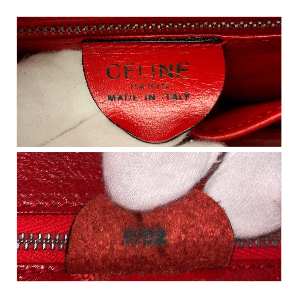 CELINE Handbag 7/02 leather Red Gold Metal Horse Carriage