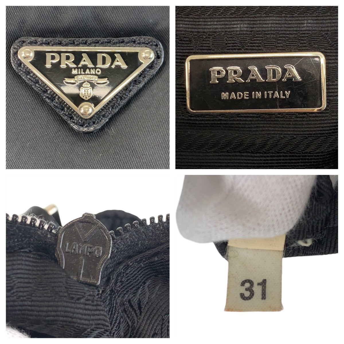PRADA Shoulder Bag Nylon Black SilverMetal Test Triangle With logo
