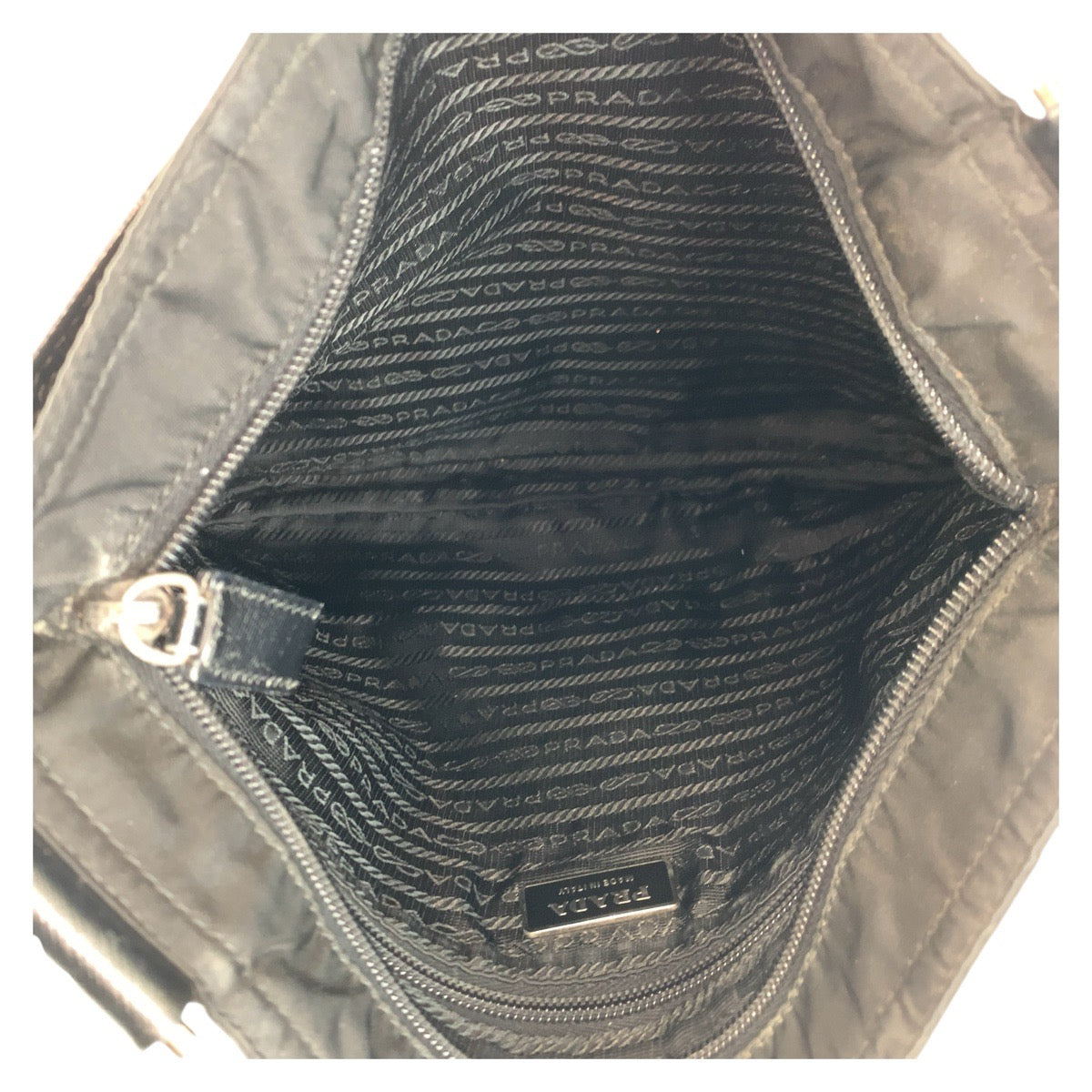 PRADA Shoulder Bag Nylon Black SilverMetal Test Triangle With logo