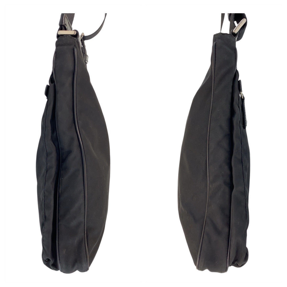 PRADA Shoulder Bag Nylon Black SilverMetal Test Triangle With logo