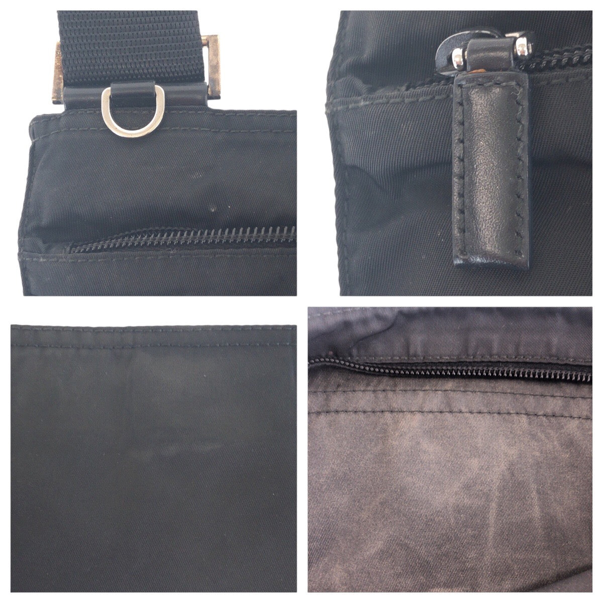 PRADA Shoulder Bag Nylon Black SilverMetal Test Triangle With logo