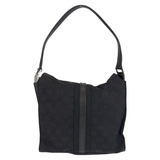 GUCCI Shoulder Bag 001 3734 GG canvas Black black Jackie
