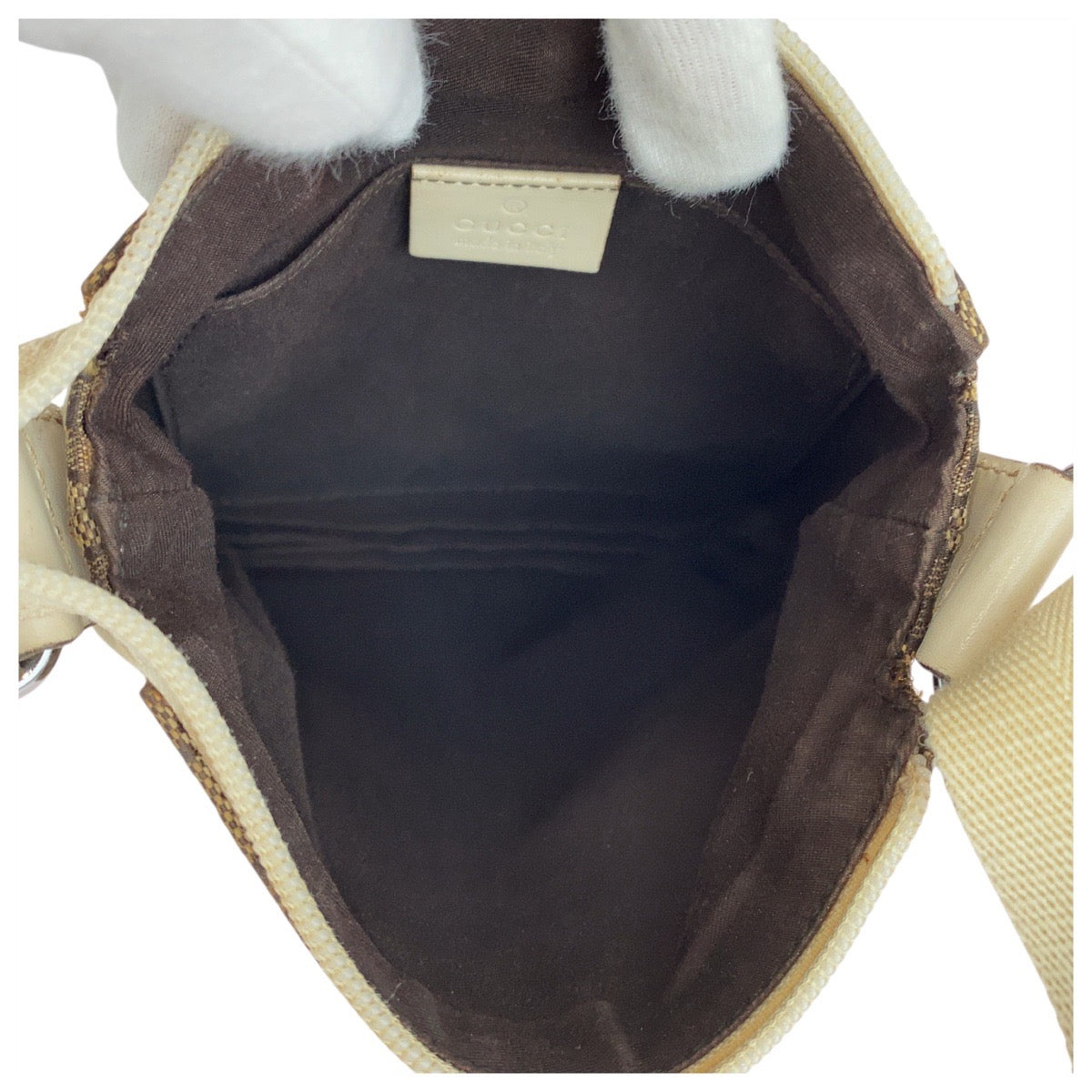 GUCCI Shoulder Bag 147671 GG canvas Brown Ivory Silver Metal