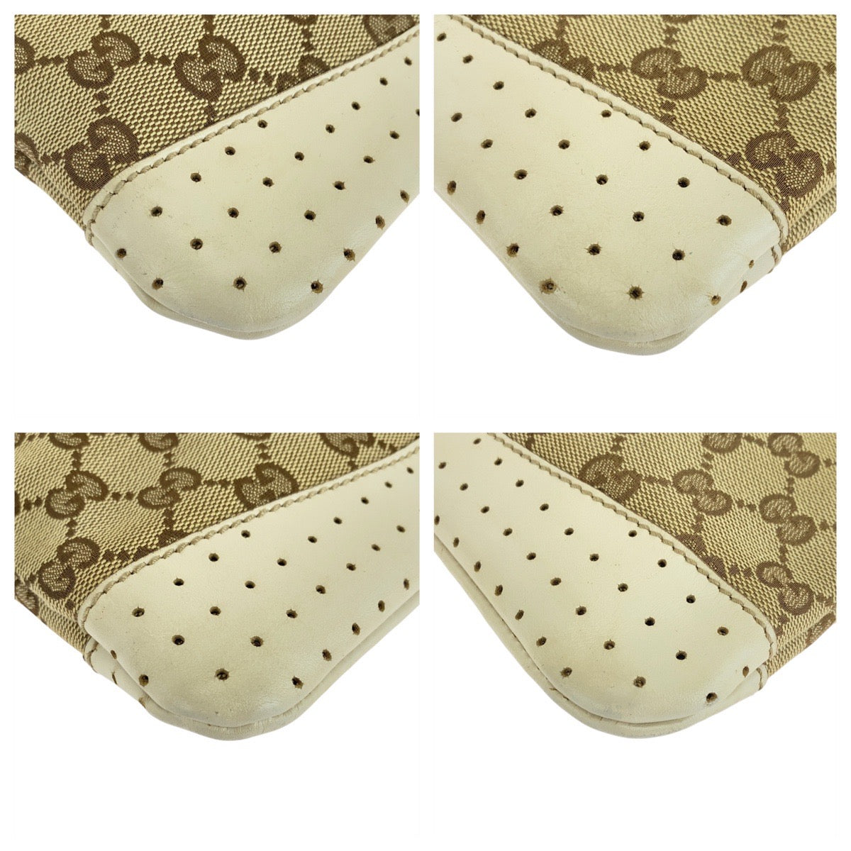 GUCCI Shoulder Bag 147671 GG canvas Brown Ivory Silver Metal